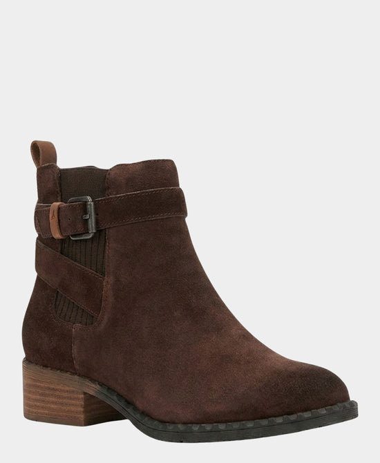 
Suede Buckle Bootie in CHOCOLATE view 1