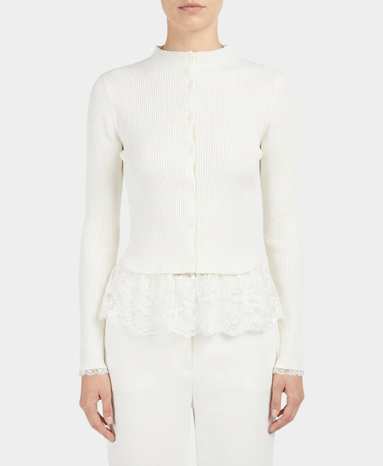 Knit Ribbed Sweater w/ Lace Peplum view 1