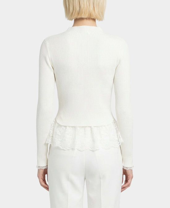 Knit Ribbed Sweater w/ Lace Peplum view 2