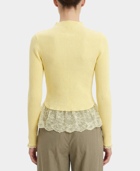 Knit Ribbed Sweater w/ Lace Peplum view 2