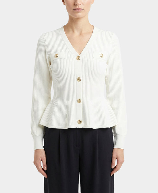 Knit Ribbed Peplum Sweater view 1