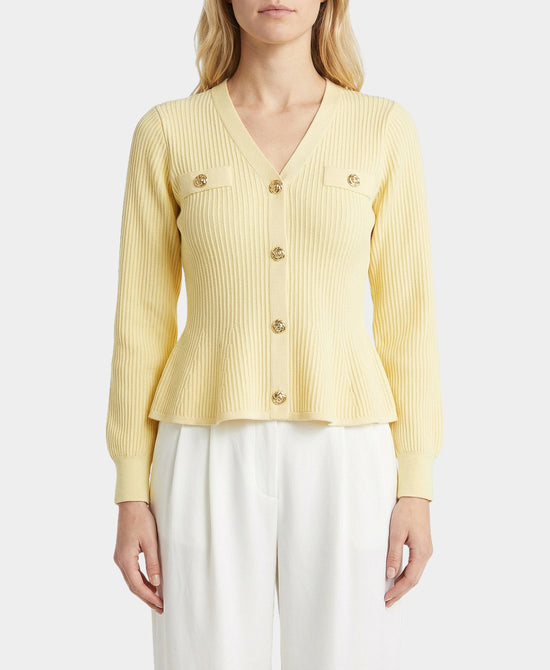 Knit Ribbed Peplum Sweater view 1