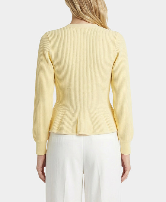 Knit Ribbed Peplum Sweater view 2