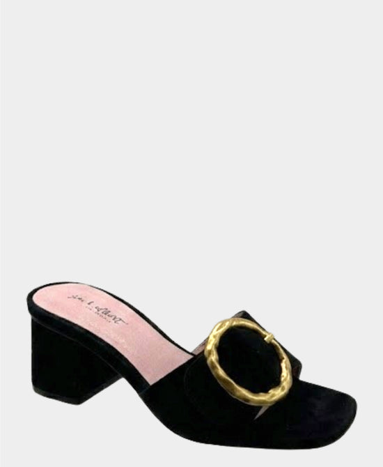 Suede Buckle Heeled Sandal view 1