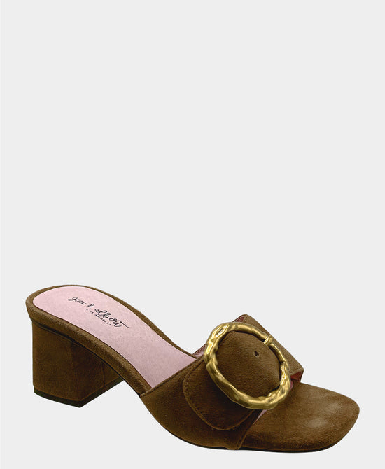 Suede Buckle Heeled Sandal view 1