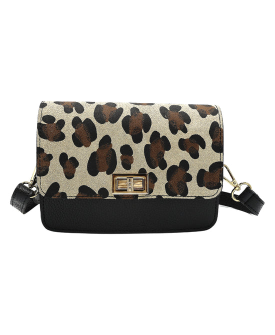 Leather Leopard Print Crossbody Bag view 