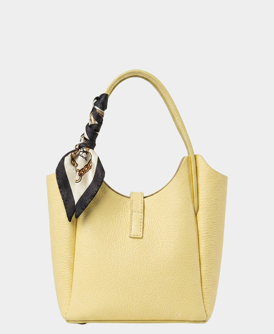 
Leather Handbag w/ Scarf Detail in BUTTER YELLOW view 2