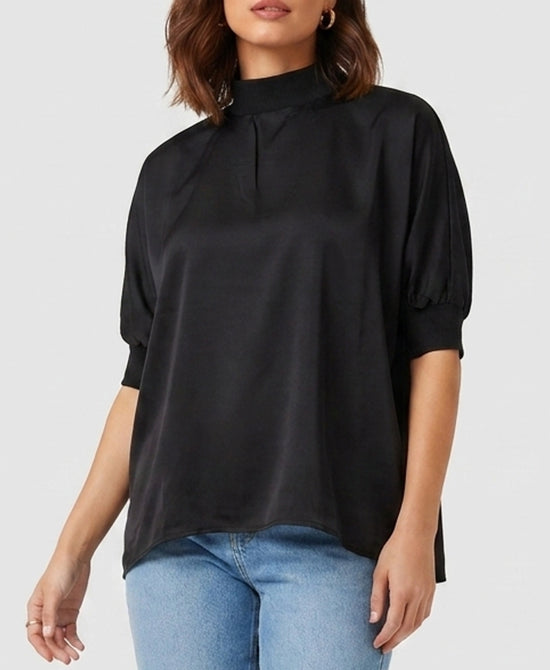 
Mock Neck Blouse in BLACK view 1