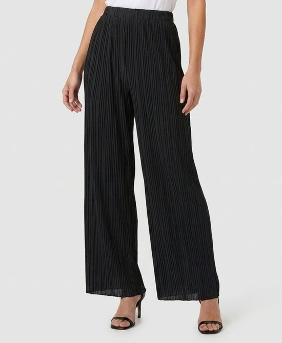 
Pleated Wide Leg Metallic Pants in BLACK view 1