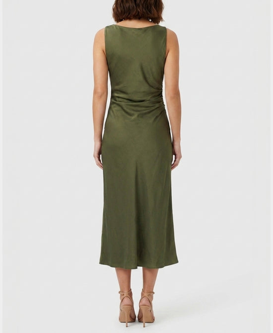 
Midi Dress w/ Gold Hardware Detail in OLIVE view 2