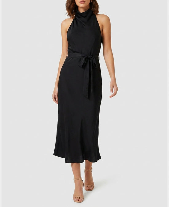
Cowl Neck Midi Dress in BLACK view 1