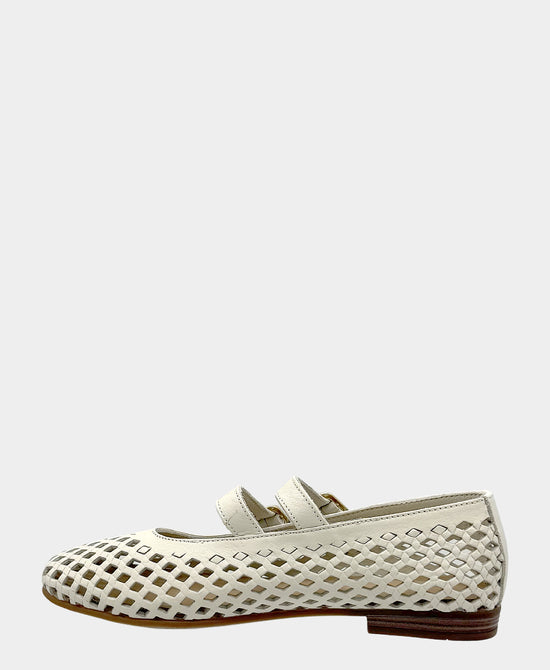 
Leather Perforated Mary Jane Flat in MARSHMALLOW view 2