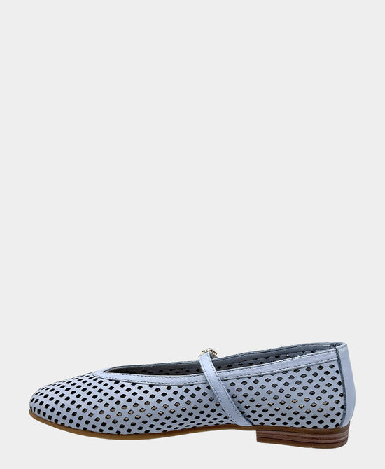 
Leather Perforated Mary Jane Flat in BLUE view 2