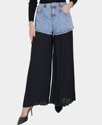 Jean Shorts Trim w/ Pleated Pants image 1