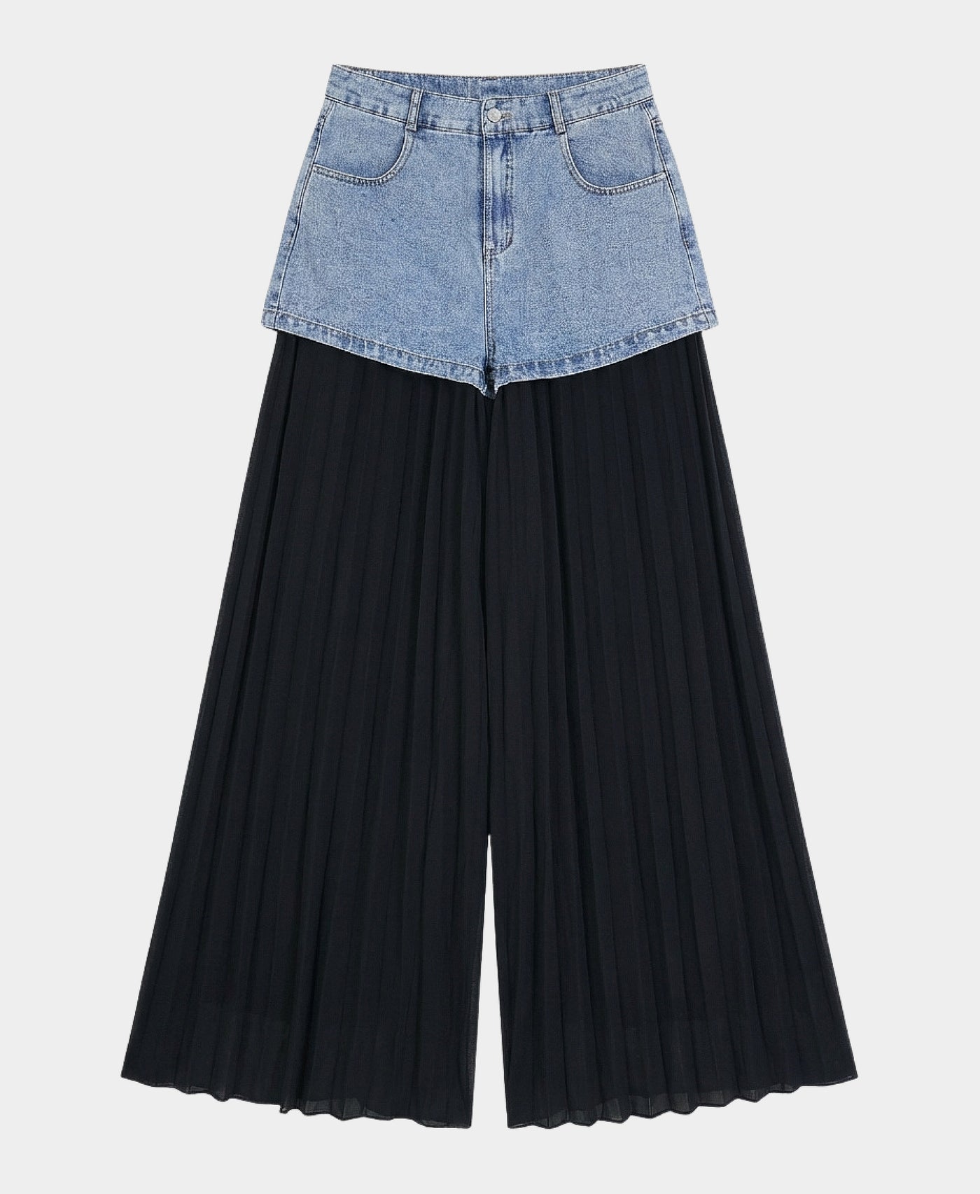 Jean Shorts Trim w/ Pleated Pants view 3