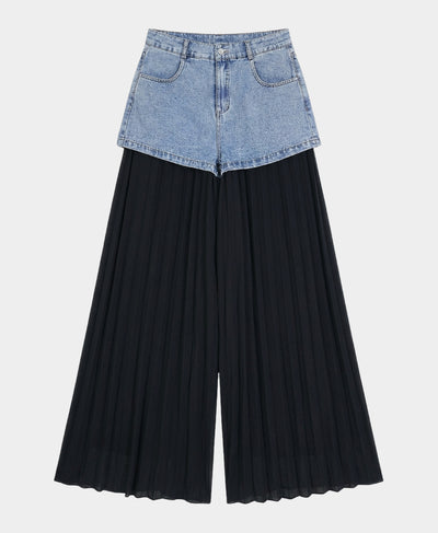 Jean Shorts Trim w/ Pleated Pants image 3