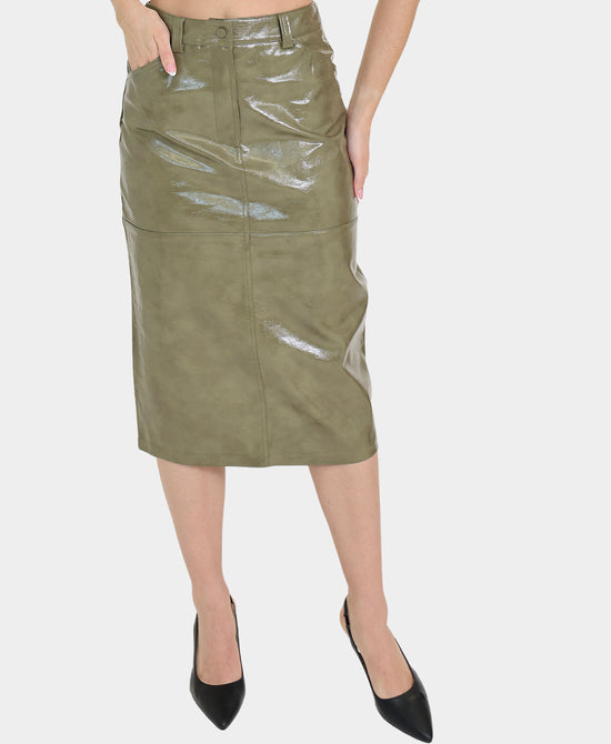 Faux Leather Midi Skirt view 