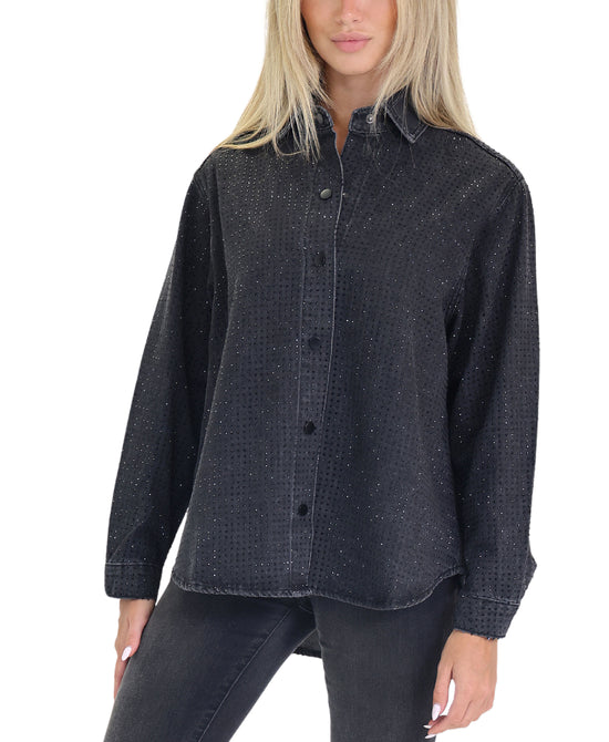 Crystal Covered Denim Shacket view 