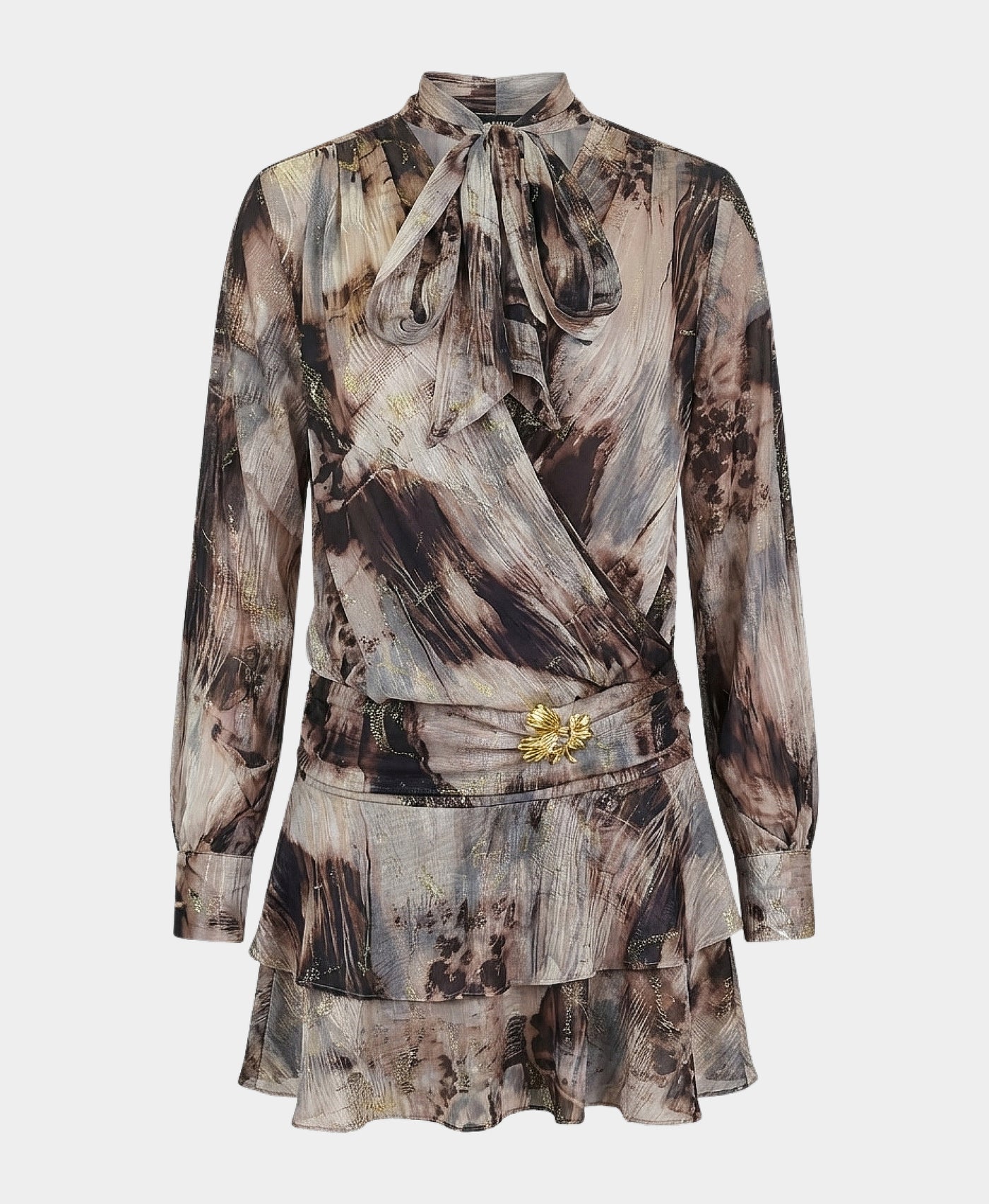 Printed Dress w/ Gold Pin view 3