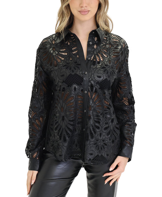 Faux Leather Cut-Out Shirt view 