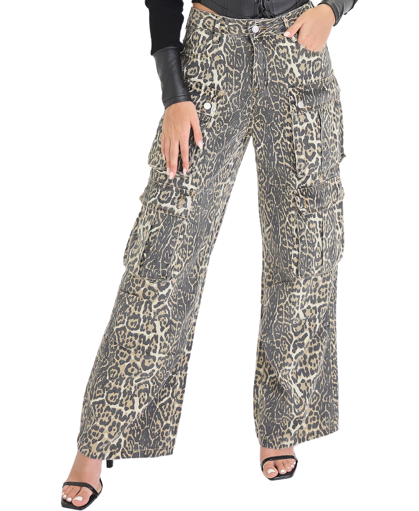 Leopard Cargo Jeans view 1