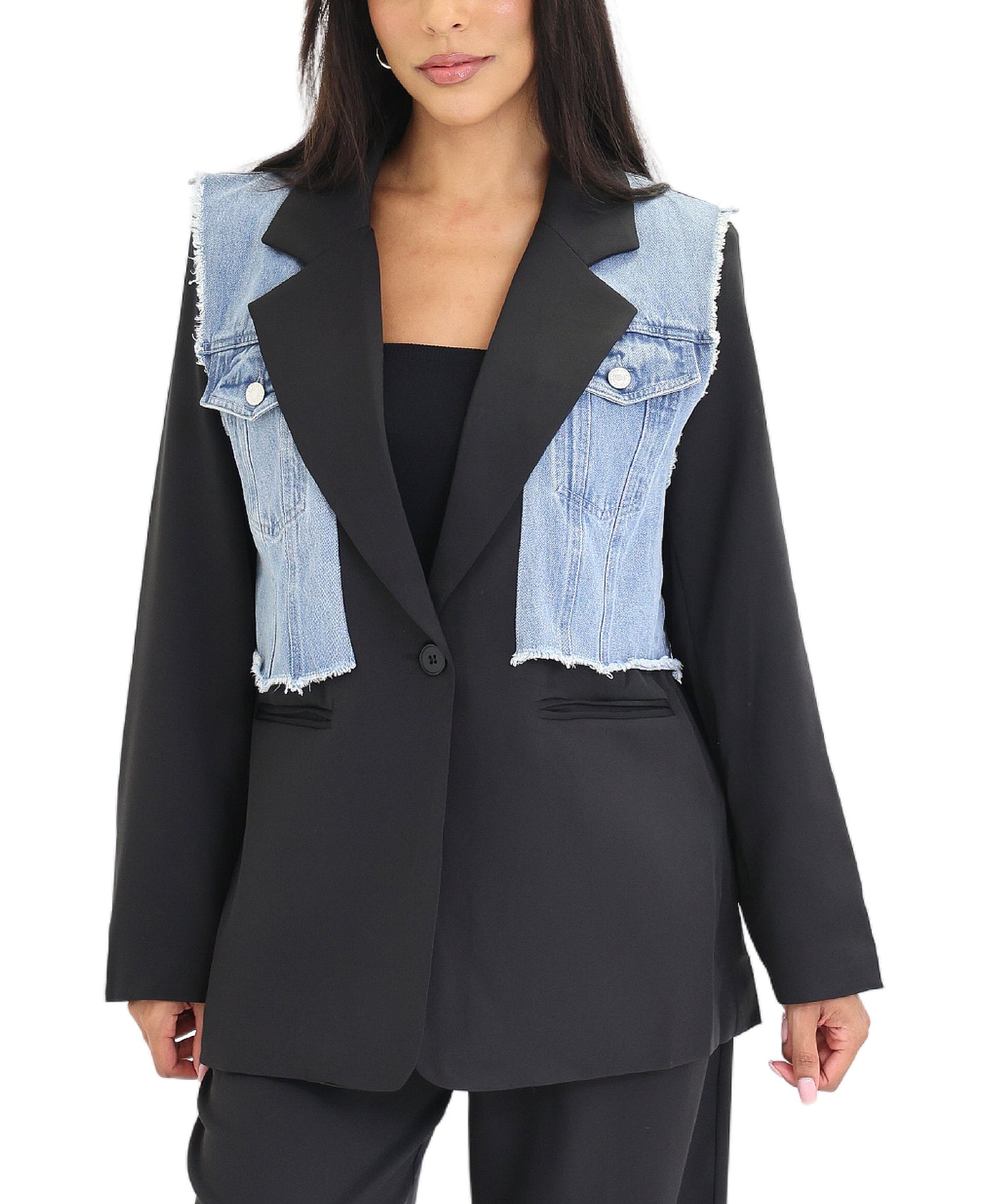 Blazer w/ Denim Overlay view 2