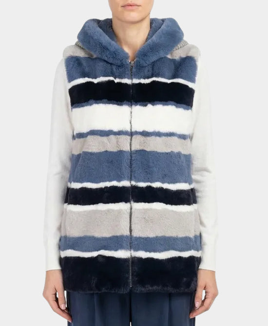 Fur Vest w/ Knit Back view 