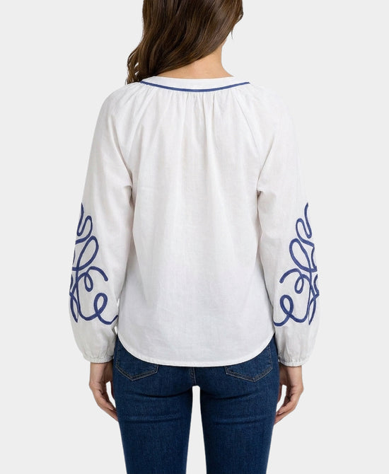 
Blouse w/ Swirl Detail in WHITE/BLUE view 2