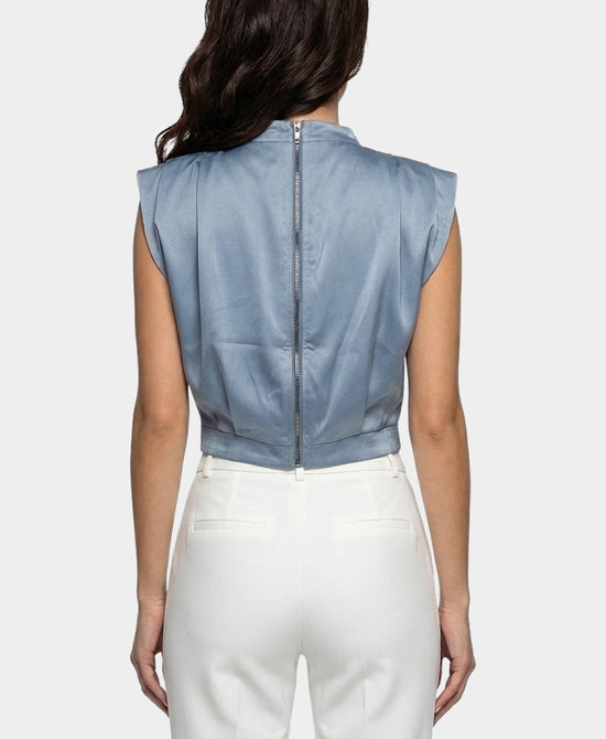 Satin Mock Neck Top view 2