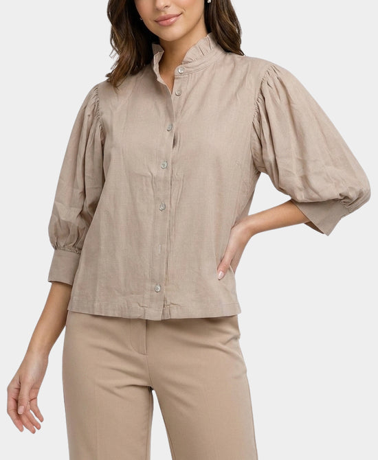 
Blouse w/ Puff Sleeves in BEIGE view 1