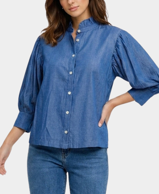 
Blouse w/ Puff Sleeves in BLUE view 1