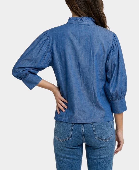 
Blouse w/ Puff Sleeves in BLUE view 2