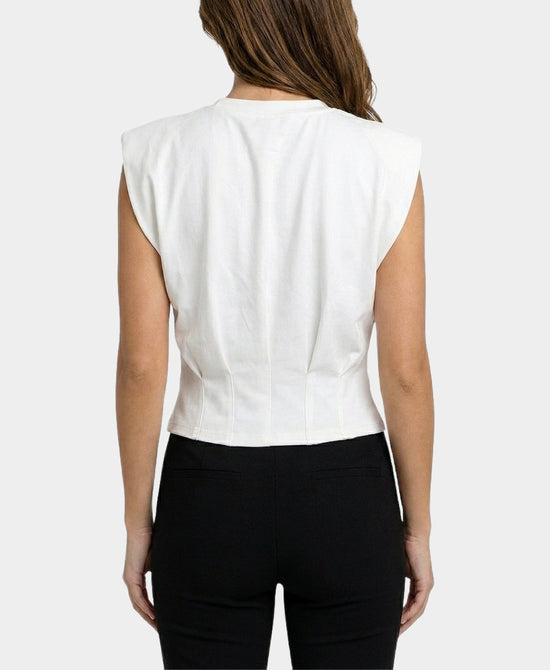 
Blouse w/ Pleated Waist in WHITE view 2