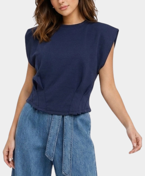 
Blouse w/ Pleated Waist in NAVY view 1