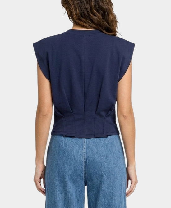 
Blouse w/ Pleated Waist in NAVY view 2