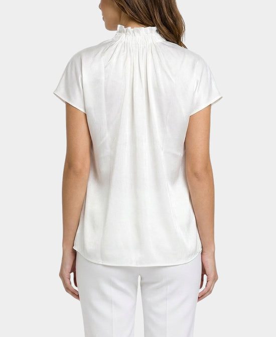 
Shiny Blouse w/ Ruched Detail in WHITE view 2