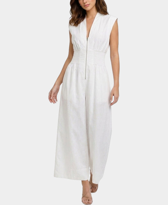 
Jumpsuit w/ Zipper Front in WHITE view 1