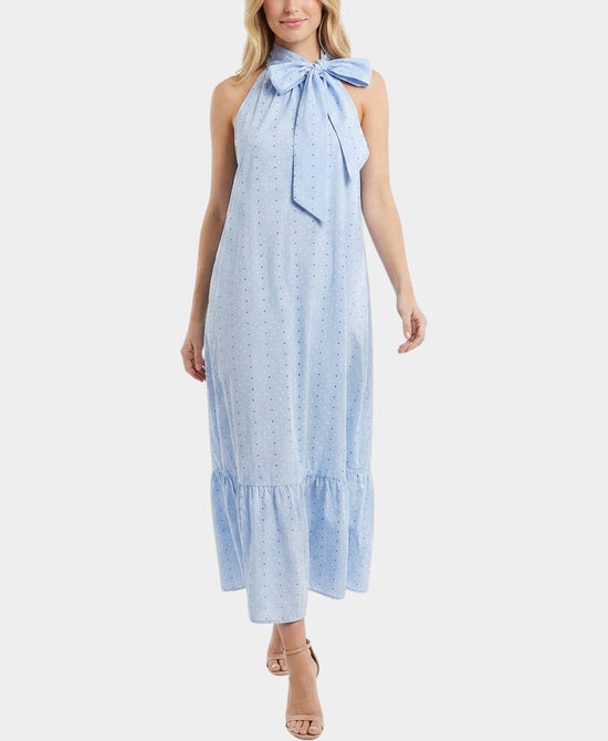 
Dot Print Front Tie Dress in BLUE MULTI view 1