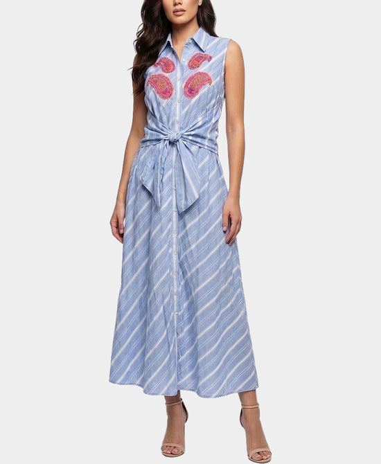 Striped Midi Dress w/ Beads view 1