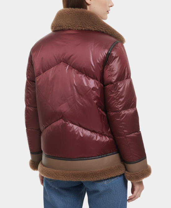 Down Jacket w/ Shearling Trim view 