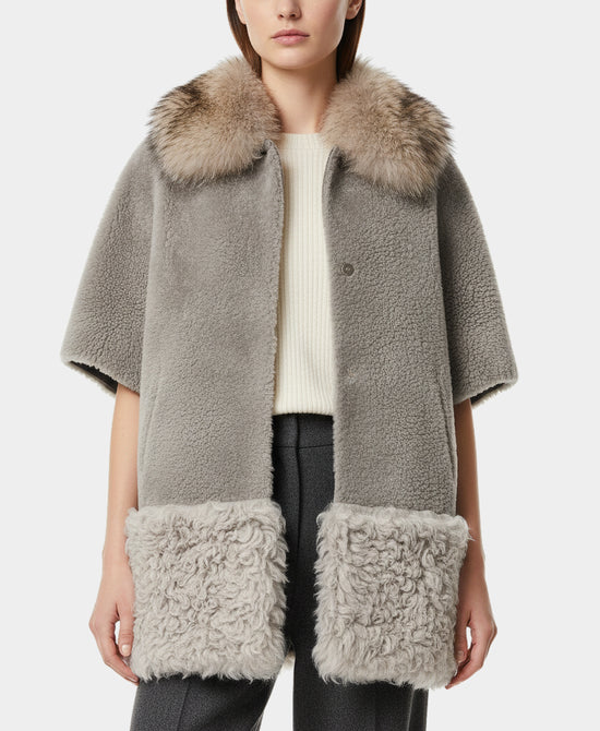 Shearling Coat w/ Fur Trim Hood view 