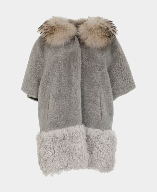Shearling Coat w/ Fur Trim Hood view 