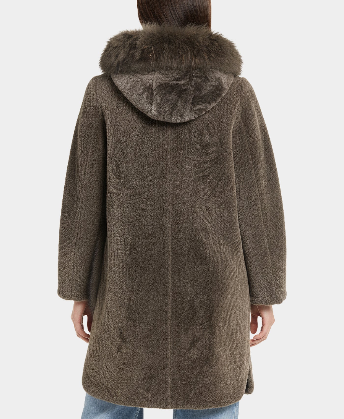 Shearling & Fur Hooded Coat view 2