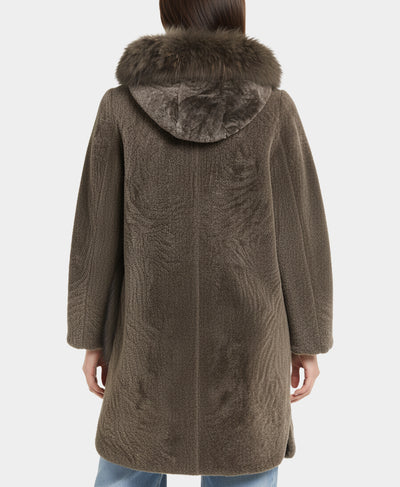 Shearling & Fur Hooded Coat image 2