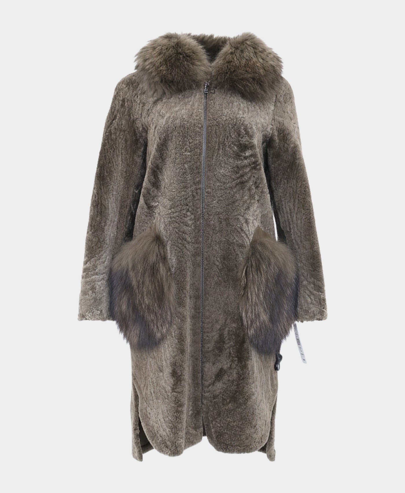 Shearling & Fur Hooded Coat view 3