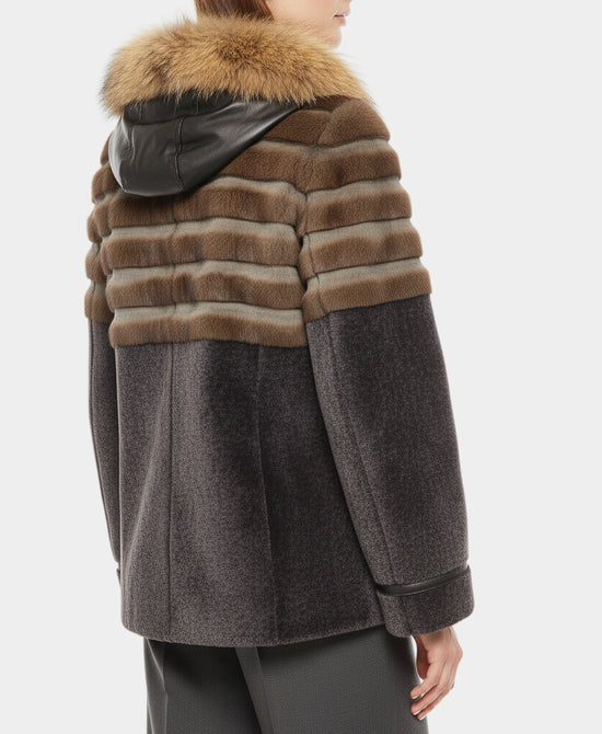 Shearling & Fur Hooded Jacket view 