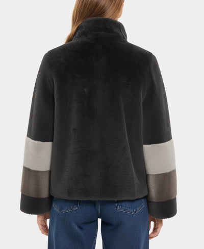 Shearling & Mink Color Block Jacket image 2