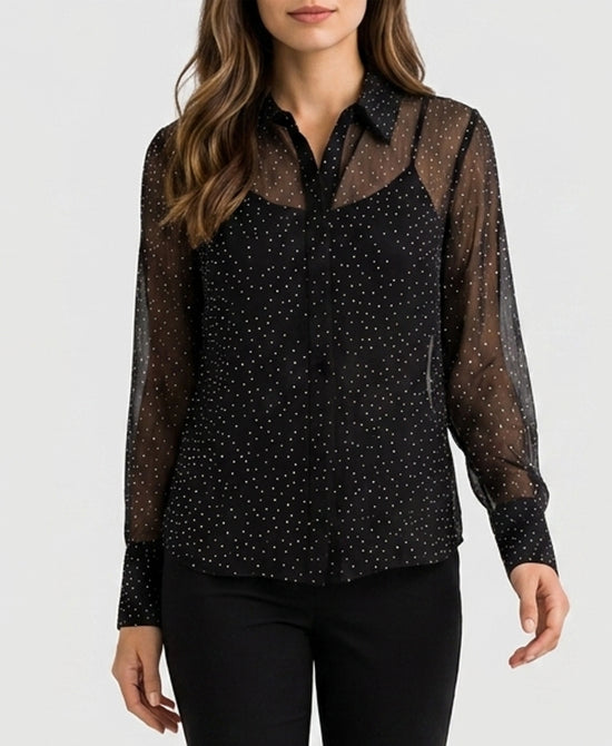 
Sheer Blouse w/ Crystals in BLACK view 1