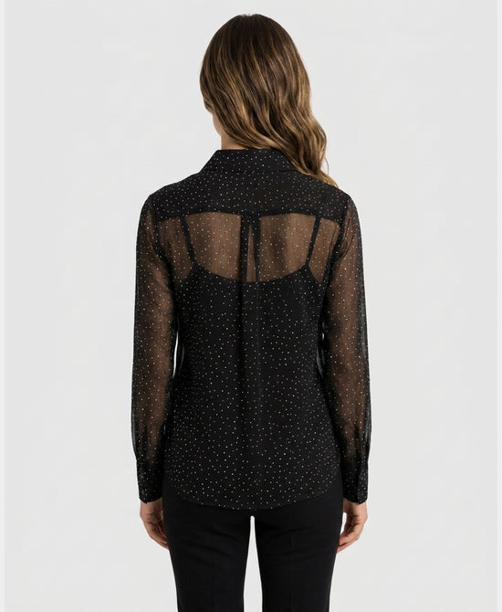 
Sheer Blouse w/ Crystals in BLACK view 2