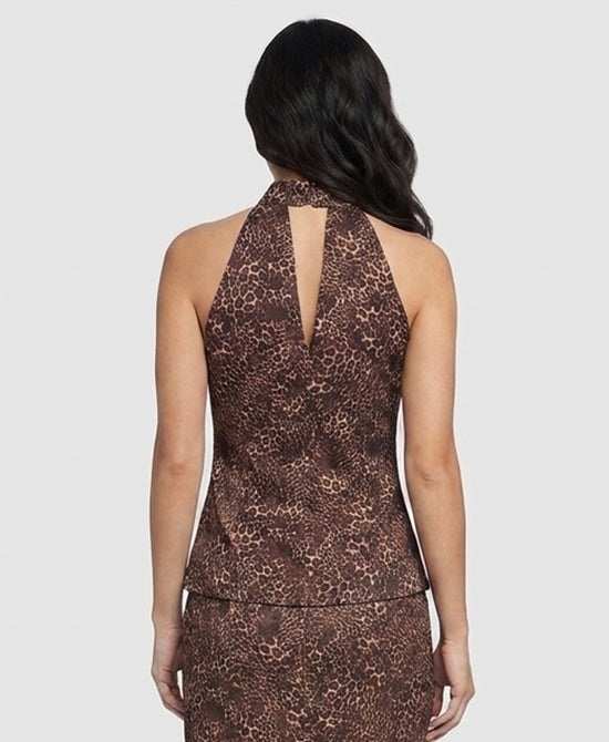 
Leopard Print Halter Blouse in BROWN MULTI view 2
